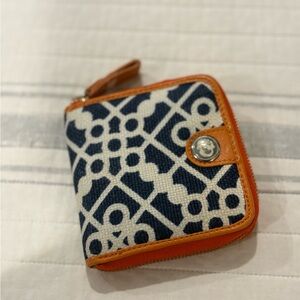 Spartina Navy, Cream and Tan Patterned Zip Around Wallet